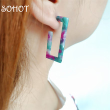 SOHOT New Boho Square Candy Colorful Drop Earrings Charming Real Acetic Acid Women Jewelry Brincos For Girl Birthday Major Gift 2024 - buy cheap