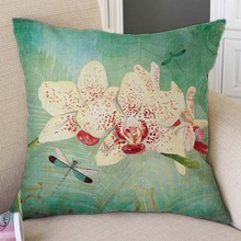 Spring Orchid Flower Dragonfly Butterfly Birds Green Sofa Throw Pillow Case  Rain Forest Tropical Palm Leaf Floral Cushion Cover 2024 - buy cheap