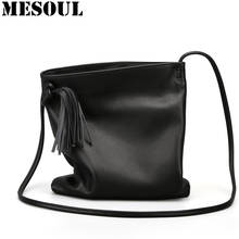 MESOUL Soft Genuine Leather Women Messenger Bags Small Crossbody Bag Female Fashion Shoulder Bags For Women Cowhide Tassel Bag 2024 - buy cheap