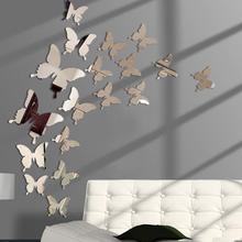 12 шт./лот 3D в форме бабочки для зеркальной стены стикеры наклейки на стены искусства вечерние свадебные Детские домашнего декора стикеры бабочки холодильник наклейка на стену 2024 - купить недорого