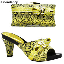 Conjunto de sapatos e bolsa italianos para mulheres, decorado com strass, sapatos e bolsas combinando para mulheres, estilo nigeriano 2024 - compre barato