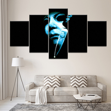 Pintura em tela de halloween: a malhação de michael myers, 5 peças de arte de parede, papéis de parede modulares, pôster, decoração para casa 2024 - compre barato