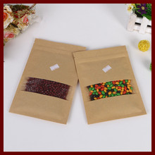 18*26 100pcs brown self zip lock kraft paper bags with window for gifts sweets and candy food tea jewelry retail package paper 2024 - buy cheap