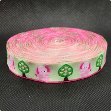 NEW wholesale 5/8 '(16 mmx10yards) 100% Polyester Woven Jacquard Ribbon pink elephants and trees 2024 - buy cheap