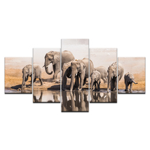 Elefante grupo 5 peça floresta africana elefante poster hd impressões animais quadros da arte parede lona sala de estar decoração casa 2024 - compre barato