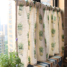 American Style Cotton Linen Printed Pineapple Decorative Coffee Curtain  Home Multi-function Dust-proof Curtain 140*76cm 2024 - buy cheap