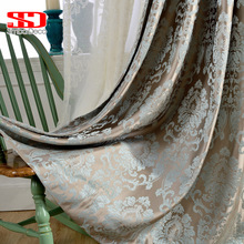 Cortina jacquard europeu damask, cortinas para sala de estar azul brilhantes, tratamentos de janela para quarto, sombra 70% persianas marfim 2024 - compre barato