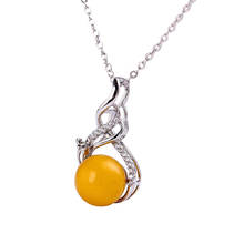 gemstone jewelry factory wholesale white yellow gold color 925 sterling silver natural amber charm pendant necklace for female 2024 - buy cheap