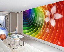 Abstract rainbow colorful flowers line the back wall TV sofa backdrop 3d wall murals wallpaper 3d mural wallpaper 2024 - buy cheap