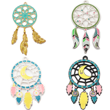 (Escolha o design em primeiro lugar) 10 pçs/saco cor de prata completa esmalte tribo dreamcatcher sonho apanhador pingente para colar jóias fazendo 2024 - compre barato