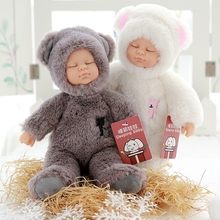 Brinquedos de pelúcia recém-nascidos do bebê dormir boneca recheado animal coelho urso brinquedo crianças playmate pelúcia boneca presente aniversário para crianças 2024 - compre barato