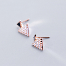 MloveAcc 925 Sterling Silver Triangle Ear Stud Earrings Elegant Full Cubic Zirconia Earrings for Women Fashion Jewelry 2024 - buy cheap