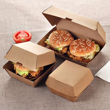 Caixa de hambúrguer descartável de grau alimentício, 50p, fast food, frango frito, bife, caixa de embalagem para levar comida, saco de cão 2024 - compre barato