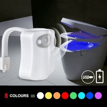 Luz LED nocturna para asiento de inodoro, luz de fondo recargable por USB con Sensor de movimiento PIR, para cuenco, baño y WC 2024 - compra barato