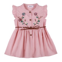 Children Summer Sleeveless Girls Cute Sweet Cotton Vest Flower Peach Embroidered Princess Dress 2024 - buy cheap