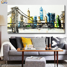 JYJ ART from Artist Golden Gate Bridge Picture Hand Painted Modern Home Decoration Gift Oil Painting Wall Art No Framed SL036 2024 - buy cheap