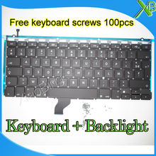 Brand New AZERTY FR French keyboard+Backlight Backlit+100pcs keyboard screws For MacBook Pro Retina 13.3" A1502 2013-2015 Years 2024 - buy cheap