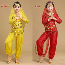 Girl's Belly Dance Clothing Sets Performance Costumes Ethnic Long Sleeves Sequin Indian Dancing Clothes For Kids Girls Women 2024 - buy cheap