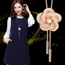 BYSPT 2018 New Gold Silver Color Hollow Rose Flower Statement Necklace Women Charm Jewelry Sweater Chain Long Chain 2024 - buy cheap