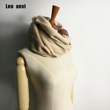 Leo anvi дизайнерский массивный трубчатый шарф с застежкой, кожаные манжеты, зимний теплый уличный модный женский и мужской бесконечный шарф, кольца, шарфы 2024 - купить недорого