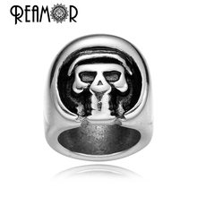 REAMOR Ghost Skull Beads 8mm Hole Size 316l Stainless Steel Big Hole Beads Men Leather Bracelet Beads DIY Jewelry Making 2024 - buy cheap