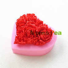 Mom & Pea-Molde de silicona para decorar tartas, molde de grado alimenticio con forma de flor y corazón, Fondant, 3D, envío gratis, 0851 2024 - compra barato