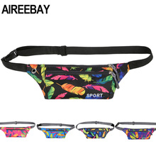 AIREEBAY-Riñonera con estampado para chicas, cangurera con estampado, cinturón para la cadera, bolsillo pequeño para dinero perfecto para viajes, deportes, montañismo 2024 - compra barato