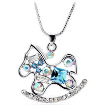 top quality Crystal necklace Rocking Chair horse cartoon animal pendant fashion jewelrylovers gift women couple 2024 - buy cheap