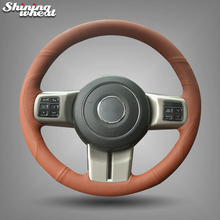 Shining wheat Brown Leather Car Steering Wheel Cover for Jeep Grand Cherokee 2011-13 Compass Wrangler Patriot 2011-2016 2024 - buy cheap