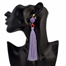 Idealway Fashion Accessories Bridal Long Tassel Drop Earrings for Women Boho Wedding Party Ball Earring Birthday Gift Bijoux 2024 - buy cheap