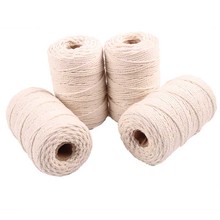 Cordón de algodón trenzado para el hogar, cuerda duradera de 100/200m, Natural color Beige, para manualidades y macramé, suministro decorativo hecho a mano de 1-3mm 2024 - compra barato