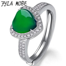 Hot Sale Women Bridal Wedding Jewelry Beautiful Fashion 925 Sterling Silver Heart Shape Green Stone Finger Ring YH010 2024 - buy cheap