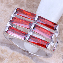 Enjoyable Red Garnet Silver Plated  Women's Ring Size 6 / 7 / 8 / 9 R1290 2024 - buy cheap