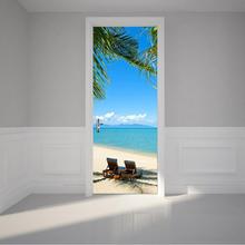 2 painéis duas cadeiras na praia imagem mural adesivos de parede porta adesivo papel de parede decalques decoração para casa july0188 2024 - compre barato