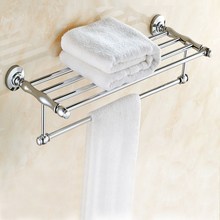 Chrome Polished Bathroom Wall Mounted Towel Rail Holder Shelf Storage Rack Double Towel Rails Bar Bathroom Hotel KD530 2024 - buy cheap