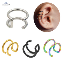 2 pcs/lot Hot Double C Shape Ear Piercing Clip Fake Piercing Non-pierced 18G Ear Cuff Earrings Helix Piercing Oreja Baby Jewelry 2024 - buy cheap