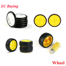 Small Smart Car Tire Wheel DC Gear Motor Chassis Plastic Robot Rubber Chassis Wheel for Toy car Tires DIY Kit 2024 - buy cheap