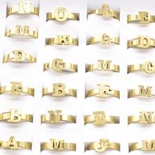 20 Pieces/Lot Mix Stainless Steel Letter Ring for Women Gold Color Retro Punk Men Rings Wholesale 2024 - buy cheap