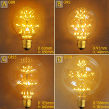G80 G95 G125 2W LED Bombilla Edison лампа E27 винтажная лампочка лампа Эдисона Ретро лампа Ampoules Decoratives 2024 - купить недорого