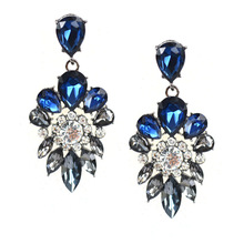Joyme Brand New Vintage Blue Crystal Flower Pendant Earrings fashion women's statement Drop Earring for women Wedding 2024 - buy cheap