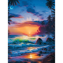 Dpsprue 5D Full Square,Round DIY Diamond Painting Cross stitch kit -Sunset by the sea- 3D Embroidery Mosaic Home Wall Sticker 2024 - buy cheap