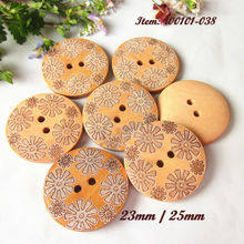 60pcs 25mm / 23mm Laser engraving flower wood coat button sewing scrapbooking craft decorative accessories Only 4 / 8 lots 2024 - buy cheap