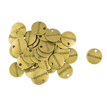 50pcs Antique Bronze Gold Round Handmade Tag Label Charms DIY Jewelry Finding Making 2024 - buy cheap