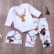 3PCS Baby Boy Girl Clothes Set Cotton Long Sleeve Deer Bodysuit+Pants+ Hat Children Kids babies Clothing Outfit Sets 2024 - buy cheap