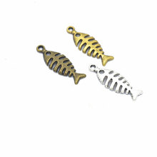 60 peças presentes vintage ossos de peixe 4 encantos de liga lote faça você mesmo pulseira colar acessórios de joalheria amuletos para fazer jóias 2024 - compre barato