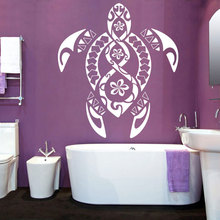 Виниловая наклейка на стену с изображением морской черепахи и цветов, домашний декор, наклейка для ванной комнаты, украшение для комнаты в п... 2024 - купить недорого
