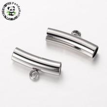 10pçs 304 cabide de aço inoxidável, conectores de tubo, contas de bola, conectores para fazer jóias, colar de pulseira 9x17x5mm furo: 2mm 2024 - compre barato