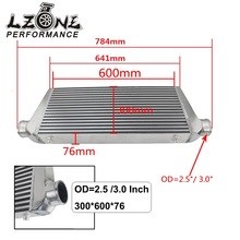 LZONE-radiador Turbo Universal de 600x300x76mm, barra y placa OD = 2,5 "/3,0", Intercooler de montaje frontal JR-IN816-25/30 2024 - compra barato