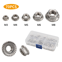 70Pcs DIN6923 304 Stainless Steel Hexagon Flange Nuts Slip Locking Nut Assortment Kit M3 M4 M5 M6 M8 2024 - buy cheap