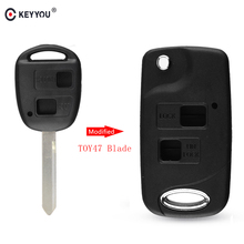 KEYYOU-funda de control remoto plegable, 2 botones para Toyota Yaris Avensis Corolla RAV4 Echo Camry TOY47 2024 - compra barato